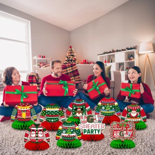Christmas Ugly Sweater Party Decorations Honeycomb Centerpiece - Image 3