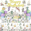 218Pcs Dragon Birthday Party Decorations Tableware Set Serves 25 Guests, Dragon Party Supplies Includes Banner, Backdrop, Plates, Tablecloth, Cake Topper, Cupcake Toppers by Unknown