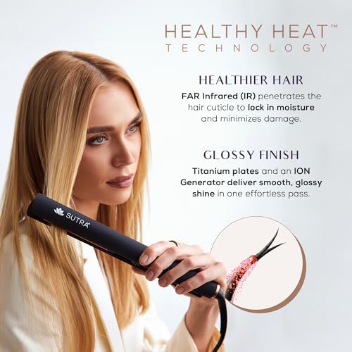 Sutra Professional IR2 Flat Iron - Ionic Infrared Hair Straightener with Adjustable Temperature, Auto Shut-Off & Swivel Cord - Straight Iron for Straightening Hair - Rose Gold Titanium Plate - Image 2