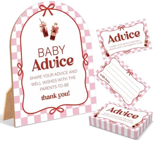 She's Ready To Pop Baby Shower Games, Soda Advice For Parents To Be, 6x8 Inch Arch Wooden Sign With Stand And 50 Advice Cards, Gender Reveal Party Supplies & Decorations -LN05 by Unknown