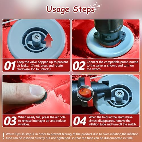 Red Inflatable Mirror Ball 4pcs - Reusable Holiday Outdoor Balls Include Electric Pump, Reflective Hanging Big Mirror Ball Decor Bubble for Large Event Decoration, Party, Wedding - Image 6