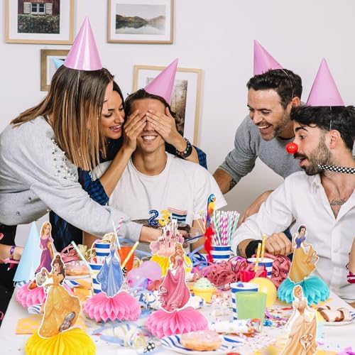 9 PCS Princess Centerpieces for Tables, Princess Birthday Party Decorations, Double-Sided Honeycomb Party Table Topper Decor - Image 5