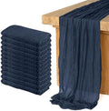 12 Pack Cheesecloth Table Runner 10Ft Christmas Gauze Boho Table Runners for Wedding Decor Bridal Shower Decorations Baby Shower Party(35" x 120")(Navy) by Home