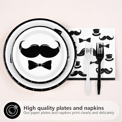 96Pcs Mustache Happy Birthday Party Decorations, Serve 24 - Image 2
