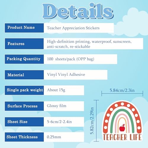 Teacher Appreciation Gifts – 100 PCS Funny Teacher Stickers | Teacher Appreciation Decorations - Teacher Must Haves Supplies Stuff Essentials Games Toys Gifts for School Classroom Students - Image 6