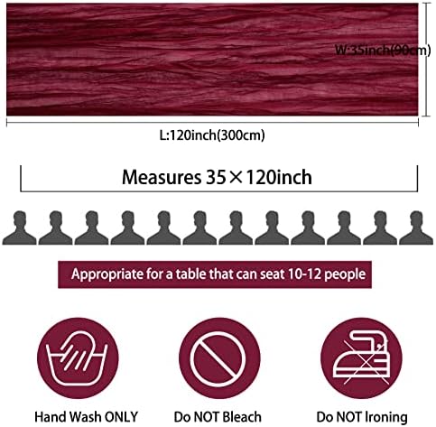 35x120 Inch Burgundy Cheesecloth Table Runner Fall Wedding Party Home Decor - Image 2