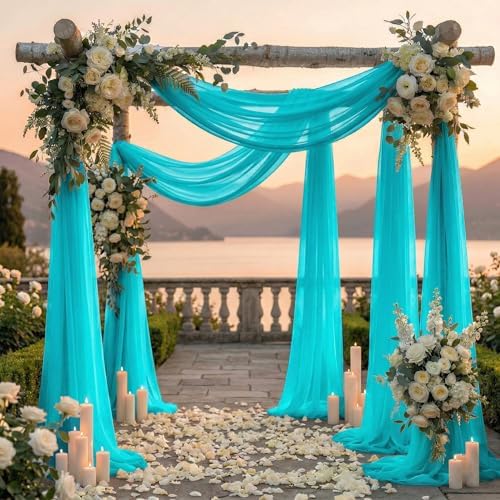 Pack of 1 Wedding Arch Drape Panel Fabric 30" x 50ft - Peacock Blue - Image 4