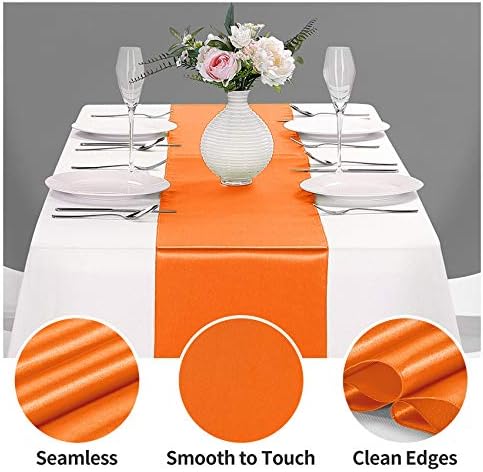 15-Pack Satin Table Runner Orange 12 x 108 inches Long, Table Runners for Wedding, Birthday Parties, Banquets Decorations（15 Pack, 12x108 Inch, Orange） - Image 3