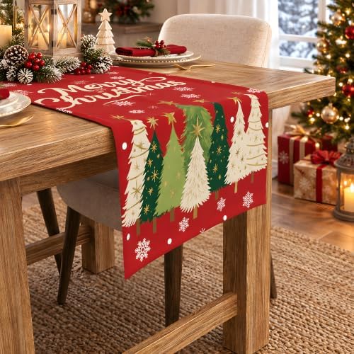 Christmas Decorations - 2 Pack Merry Christmas Tree Snowflake Table Runner - Image 4