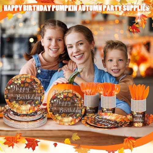 168 Fall Birthday Party Favors Pumpkin Tableware Set Serves 24 - Image 6