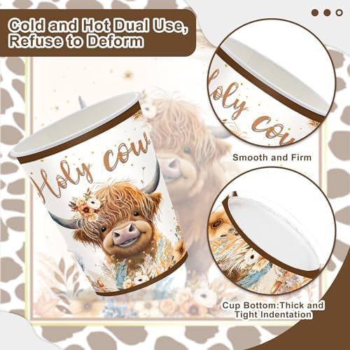 120PCS Boho Highland Cow Party Supplies for Boys girls Holy Cow Highland Themed Baby Shower Birthday Party Decorations Tableware Set Plates Napkins Cups Set for 20 Guests - Image 5