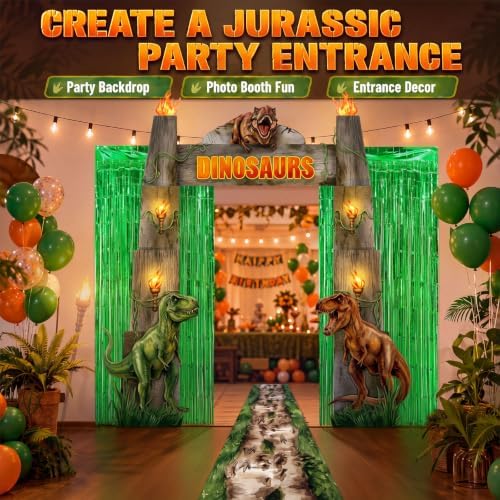 VitalCozy 7 Pcs Dinosaur Party Decorations Jurassic Porch Entryway Backdrop - Image 4