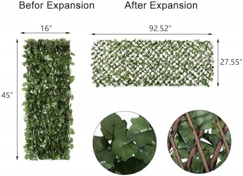 DOEWORKS Expandable Faux Ivy Trellis Fence, Patio Privacy Screen, 2 Pack - Image 5