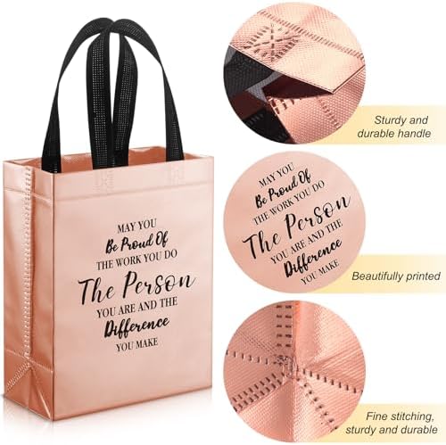 36 Pcs Thank You Reusable Gift Bags Employee Appreciation Gift Bags May You Be Proud Team for Employee Teacher Student Coworker Secretary Assistant Gifts(Rose Gold,10x8x4Inch) - Image 4