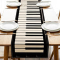 Piano Keyboard Dining Table Runner, Musical Burlap Kitchen Decoration by Croar