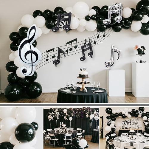Music Note Balloon Garland Kit，129pcs Black White Musical Note Balloons, Treble Clef Eighth Note Foil Balloons for Music Party Decoration, Concert, Recital, Rock Star Birthday, Graduation, Baby Shower - Image 6