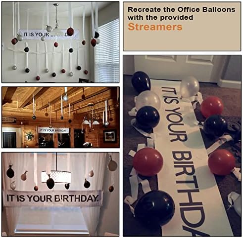 It is Your Birthday Banner, The Office Theme Infamous Husband Birthday Party Decorations,Grey Brown Black Latex Balloons,White Crepe Streamer Rolls + Tape,The Office Birthday Decorations 49Pcs Kit - Image 5