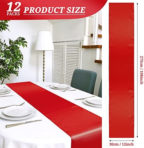 12 Pack Red Satin Table Runner 12 x 108 Inch Long Premium Table Runners for Wedding Party Events Decoration, Birthday Parties, Banquets Decorations, Graduations, Engagements - Image 2