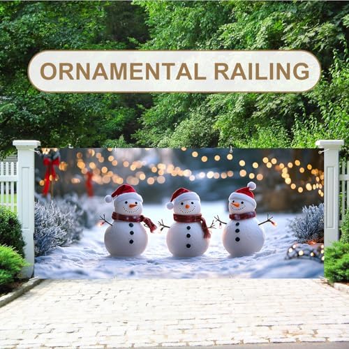 6 x 13 ft Christmas Garage Door Decorations Merry Christmas decorations Xmas Garage Door Cover, Happy New Year Hanging Banner for Home,Outdoor,Indoor,Party (Three Snowmen, 6 x 13 ft) - Image 6
