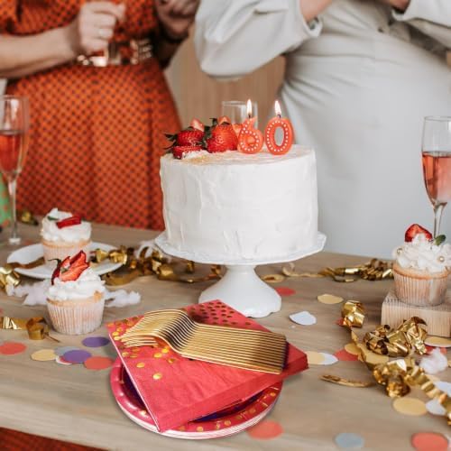 Red and Gold Paper Plates Napkins Party Supplies,Serves 35 Guests - Image 6
