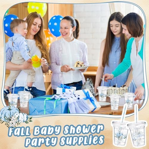 Pickmesh 50 Pcs Fall Little Pumpkin Baby Shower Plastic Cup, Blue - Image 6