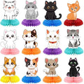 Pickmesh 12 Pcs Cat Birthday Party Decoration Honeycomb Centerpieces Kitten Table Centerpieces Cats Table Topper 3D Double Sided Kitten Decoration for Birthday Pet Theme Party Favors Supplies by Pickmesh