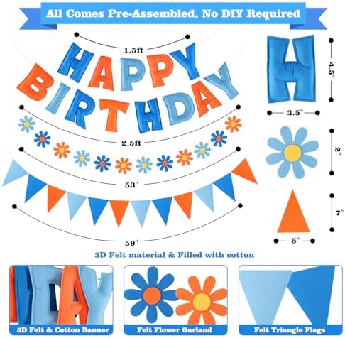 YEOCU Happy Birthday Decorations, No DIY, Pre-Strung 3D Banner - Image 3