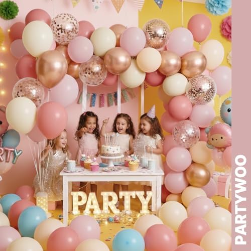 PartyWoo Dusty Pink Balloons 66pcs 12 Inch Blush Pink Gold White Balloons - Image 6