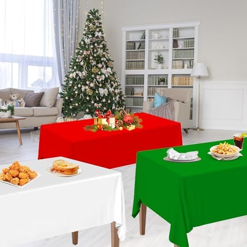 12 Pack Christmas Plastic Tablecloths, Red White Green - Image 6