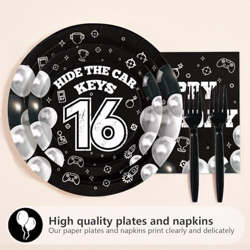 96 Pcs 16th Birthday Decorations for 16 Year Old Boys Girls, Serves 24 - Image 4