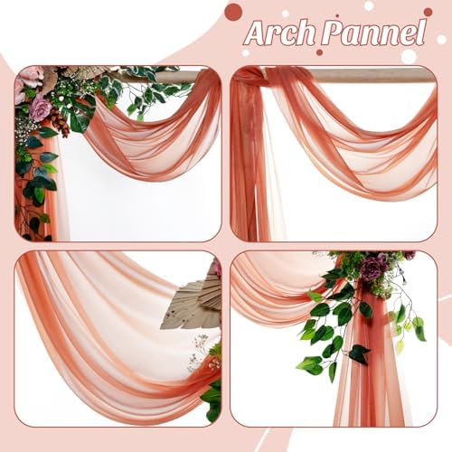 Pack of 2 Wedding Arch Drape Panel Fabric 30" x 50ft - Terracotta - Image 5