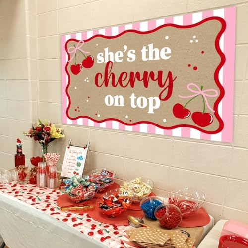 She's The Cherry On Top Banner for Cherry Birthday Decorations - Image 3