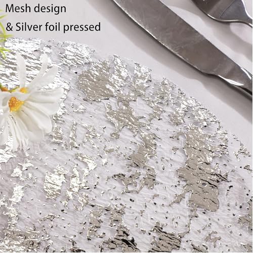Snowkingdom Silver Disposable Placemats Set of 50 Foil Mesh 13 Inch Round Table Mates Bulk 50 Pack Silver Doilies for Dining Table Wedding Birthday Party Holiday Home Decoration - Image 3