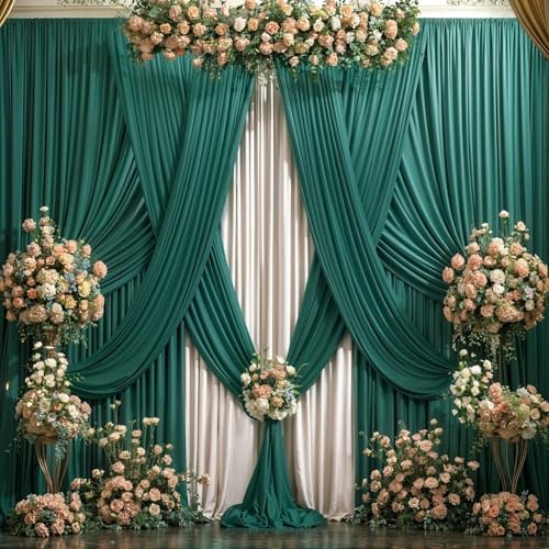 16x10FT Hunter Green Backdrop Curtains for Wedding Parties, Wrinkle Free Polyester Photography Backdrop Drapes for Baby Shower Birthday Parties Stage Background Stand Decorations 4x10ft,4 Panels - Image 5