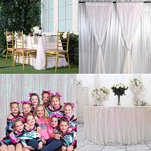 12 Packs Sequin Table Runner Glitter Dining Table Runner for Birthday Wedding Engagement Bridal Baby Shower Bachelorette Holiday Celebration Party Supplies Decorations (12" x 108", White Iridescent) - Image 6