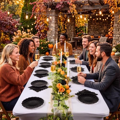 75 Pcs Black Paper Plates and Napkins, Tableware Set Serve 25 Guests - Image 6