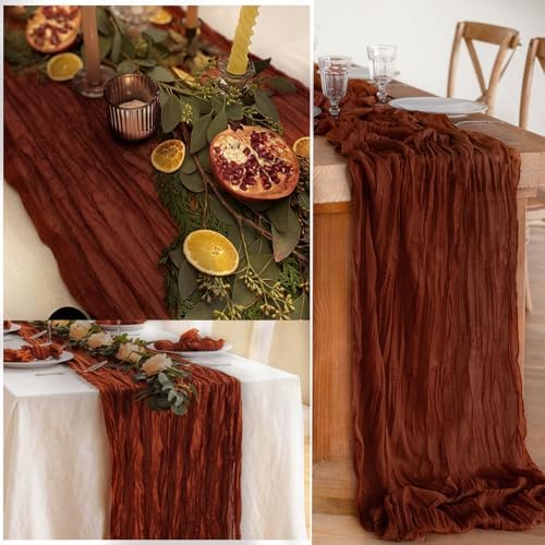 12 Pack Terracotta Cheesecloth Table Runner 10FT Boho Rustic Cheese Cloth Table Runner for Wedding 20 x 120 Inch Long Bridal Shower Baby Shower Gauze Fabric Sheer Birthday Party Table Decorations - Image 6