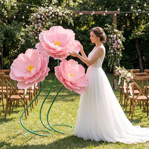 3 Pcs 5ft Large Paper Soft Pink Poppy Flower Giant Artificial Poppy - Image 7