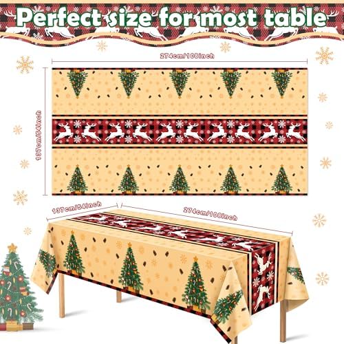 OHOME Christmas Party Decorations - Christmas Tablecloth | Xmas Decorations Party Favors Supplies for Door Table Decor Backdrop Banner Indoor Outdoor,2 Pack - Image 2