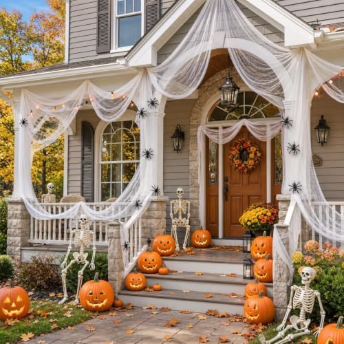 Cyantor 5Pcs Halloween Creepy Cloth White 30×72inch, Creepy Fabric Halloween for Haunted House Supplies, Party Outdoor, Indoor - Image 7