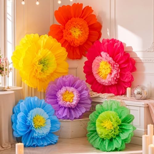 Giegxin 6 Pcs 31.5", 24" Mexican Giant Tissue Paper Flower for Wall Pom Pom by Giegxin