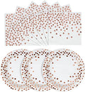 50Pcs Rose and Gold Paper Plates Napkins Party Supplies for Birthdays by CENLBJ