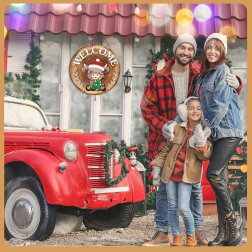 Vicenpal 35 Pcs Fall Interchangeable Highland Cow Welcome Sign, Red Brown - Image 2