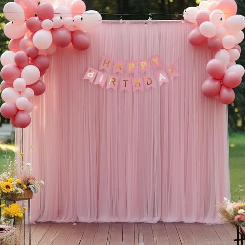 20ft X 10ft Dusty Rose Tulle Backdrop Curtain for Parites, Sheer Backdrop Curtains Fabric Drapes for Wedding Ceremony Arch Party Stage Decorations - Image 6