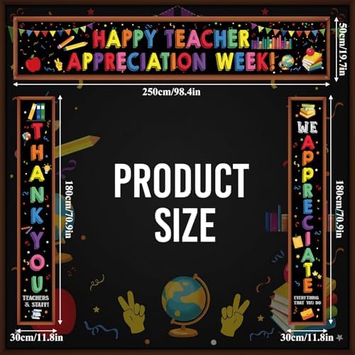 Smoothnovelty 3 Pcs Multicolor Teacher Appreciation Week Banner - Image 3