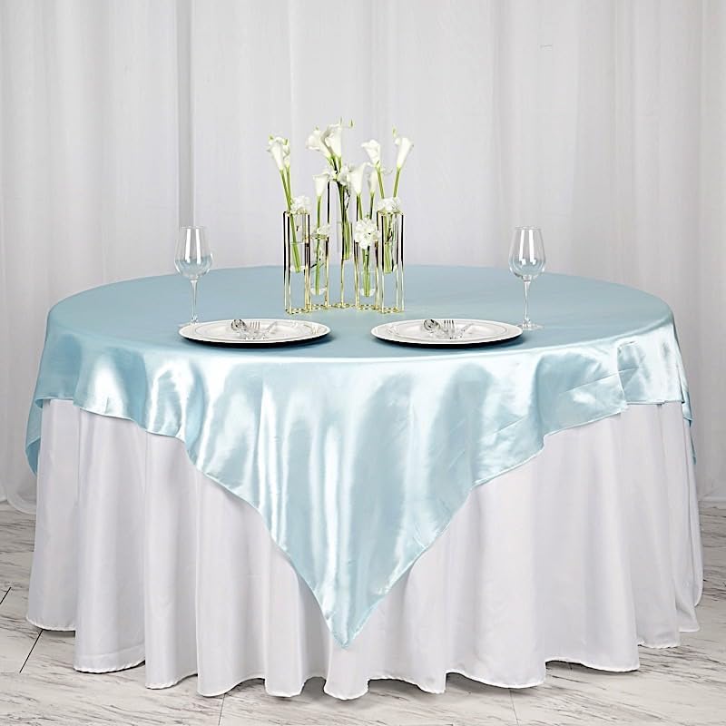 10 pcs 72x72 inch Light Blue Square Tablecloth Satin Fabric Overlays Linens | Table Cloths Cover for Wedding Party Banquet Reception Events Decoration Kitchen Dining Events Kitchen Dining - Image 6