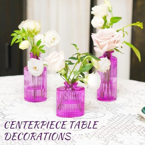 12PCS Hot Pink Vase Small Colored Flower Bud Vases - Image 6