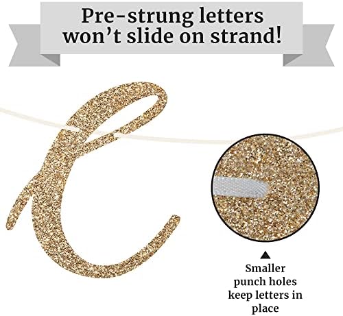 Pre-strung Congratulations Banner - Gold Glitter Congratulations Banner - Image 6