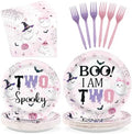 Grencian 96Pcs Halloween Boo I am Two Birthday Party Supplies Serves 24 by Grencian