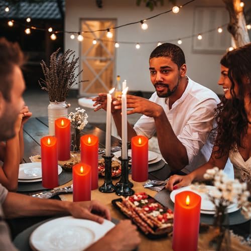 24-Pack Red Flameless LED Candles with Remote - Realistic Flickering Battery - Operated Pillar Candles forValentine's Day, Home Decor, Weddings, Parties. - Image 4